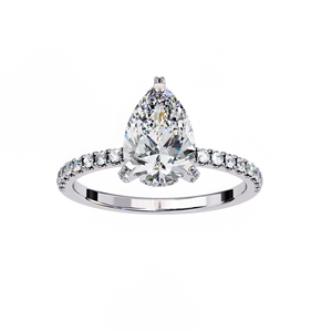 Bague de fiançailles solitaire en diamant de laboratoire taille poire Good Century, pavée, en or 18 carats, bijoux fins de mariée, cadeau de luxe spécial - Product Image 3