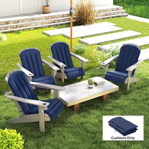 Set di 4 Cuscini per Sedie da Esterno Blu Navy, Cuscino Adirondack con Schienale Alto e Lacci, Schiuma ad Alta Densità - Product Image 2