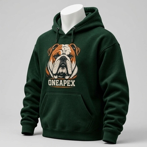 Sweat-shirt à capuche personnalisé vert foncé avec motif bouledogue pour homme, vêtement de sport décontracté, haut à capuche, fabricant OEM ODM en gros - Product Image 1