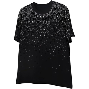 T-shirts pour hommes personnalisés avec logo en strass, disponibles en gros dans toutes les tailles, style streetwear, col classique - Product Image 1