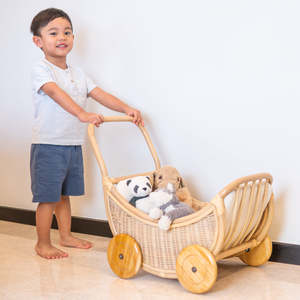 Poussette pas cher jouets pour enfants meilleure qualité landau naturel jouet en gros rotin landaus pour poupées du Vietnam - Product Image 1