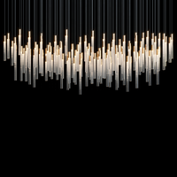 Lustre en verre à tige de conception simple Led suspendus longs en cristal lampes suspendues hall d'hôtel Villa résidentielle escalier à vendre