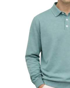 Sudadera Polo Personalizada para Hombre, Color Verde Mar, Manga Larga, Mezcla de Algodón Suave, Estilo Casual, Cuello Clásico, Ropa de Invierno, Fabricante - Product Image 4