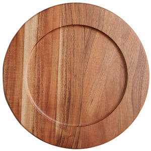 Assiette de service ronde en bois de manguier écologique avec motif de feuille peinte à la main, plateau décoratif pour mariage, hôtel et restauration fine - Product Image 2