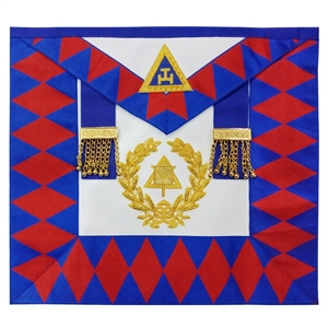 Delantal Masónico de Capítulo del Arco Real con Dos Borlas y Emblema Bordado a Mano con Hilos de Oro - Product Image 5