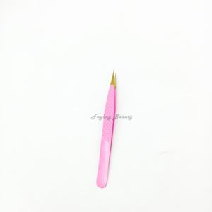 Pinzas puntiagudas de acero inoxidable de alta calidad hechas a medida Pinzas de pestañas rosas de calidad para herramientas de belleza - Product Image 1