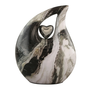 Urnas de Cremación para Adultos con Acabado de Mármol Antiguo en Forma de Lágrima con Corazón para Cenizas Funerarias de Metal Latón/Aluminio - Product Image 2