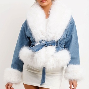 Top Merk Dames Nepbont Spijkerjack Duurzaam Denim Materiaal Flash Arrival Hot Selling Waterdichte Wollen Voering Gebreid - Product Image 2