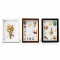 Lot de 3 cadres boîte à profondeur 11x14 pouces, présentoir 3D en MDF blanc grain de bois noir pour fleurs séchées, coquillages, décoration murale