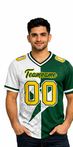 Maillot de football personnalisé pour homme, imprimé avec nom et numéro, motif éclair, col en V, tissu mesh, 100% polyester - Product Image 3