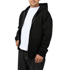 Sweat à capuche zippé surdimensionné pour homme en molleton 100% coton de haute qualité, personnalisable avec logo, style streetwear, pull zippé vierge épais - Product Image 4