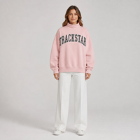 Sweat-shirt col montant personnalisé pour femme, jaune beurre, coupe oversize, en coton éponge, pour l'hiver, avec logo imprimé sur le devant, TSI-MN-034