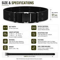 Ceinture tactique Molle pour homme de haute qualité, super résistante, à sangle unique, avec logo personnalisé, fabrication industrielle, robuste, thermolaquée, 32 œillets