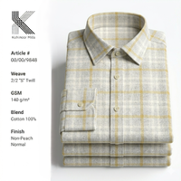 Kemeja Pria 100% Katun 140GSM Plaid 2/2 S Twill Lengan Panjang OEM ODM