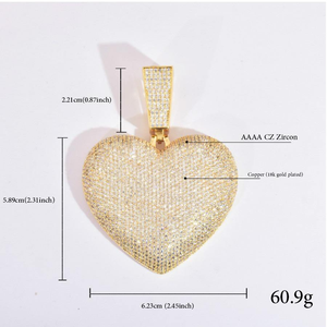 จี้รูปหัวใจประดับเพชรโมอิสซาไนต์ เงินแท้ 925 สไตล์ฮิปฮอปสุดหรู - Product Image 4