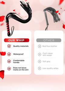 Látigo de alta calidad con agarre reforzado y borlas de cuero sintético suave, perfecto para castigos ligeros. Látigos de cuero. - Product Image 4