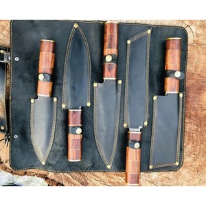 Juego de Cuchillos de Chef Profesionales de Acero de Damasco Hechos a Mano por Ahmad Fabric, 5 Piezas, Mango de Resina, Funda de Cuero, Diseño Moderno, Personalizable - Product Image 5