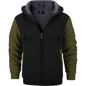 high street mens pullover hoodie double zipper <b>lined</b> loose solid <b>fleece</b> knitted winter crop <b>jacket</b> fashion top - Product Image 1