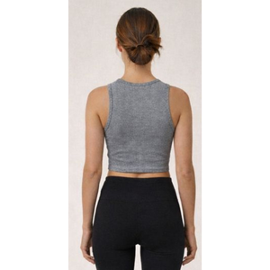 Haut sans manches côtelé pour femme, longueur courte, tissu doux et extensible, facile à styliser, essentiel pour l'été, tenue décontractée quotidienne, fabriqué en Inde - Product Image 2