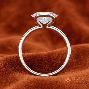 925 <b>Sterling</b> <b>Silver</b> Round Moissanite Engagement Ring mossonite Diamond Bridal Jewelry Women USA Luxury Ring Gift <b>Wedding</b> <b>Band</b> - Product Image 5