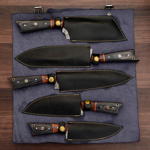 Ensemble de couteaux de chef faits à la main en acier Damas, conçus pour la viande, le poisson, les légumes, les fruits, les herbes, pour la cuisine professionnelle. - Product Image 4