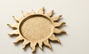 Modern Minimalist Round <b>Gold</b> <b>Serving</b> <b>Tray</b> Metal Food Platter With Sunburst Ray Rim Tabletop Organizer Gift Wholesale - Product Image 2
