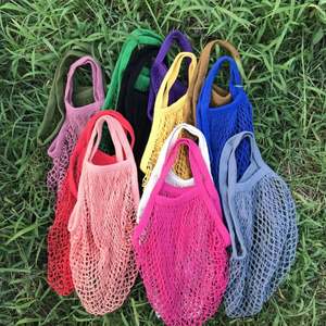 Bolsa de Malla de Algodón Premium con Asa Larga, Bolso de Red Moderno para Mercado de Productos, Comestibles, Viajes a la Playa, Bolsa de Malla para Frutas - Product Image 6