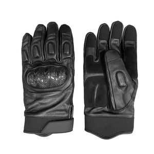 Leather Full Finger Gloves With Carbon Fiber Palm Hook Loop Closure For Cycling Men Winter Use - Product Image 6