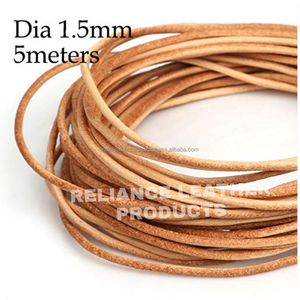 Cordon en cuir véritable naturel de 1,5 mm pour la fabrication de bijoux, bracelets et colliers - Product Image 2