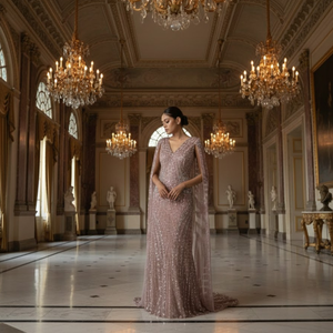 Vestido de Noche de Encaje de Alta Calidad con Escote Profundo en V |   Vestido de Gala Largo de Lujo para Bodas y Ocasiones Especiales para Mujer - Product Image 2