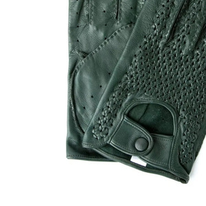 Gants de conduite en cuir vert, respirants, à design tissé perforé, avec sangle réglable, pour les voyages et le quotidien - Product Image 4