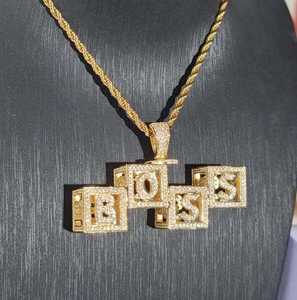 Pendentif personnalisé en argent sterling avec nom, collier en forme de bloc de glace creux, pendentifs classiques et tendance en diamant, pour rappeurs et Hinduïsme - Product Image 4