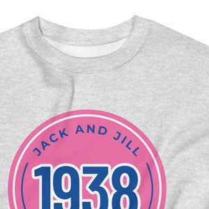 Sudadera con cuello redondo rosa Jack and Jill con estampado circular azul 1938, suave, informal, de manga larga, ropa personalizada al por mayor - Product Image 4
