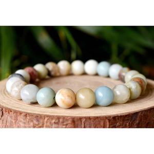 Amazonite Crystal Round <b>Beaded</b> Natural Stone <b>Fashion</b> Jewelry <b>Bracelet</b> Stylish Bangle for Women - Product Image 1