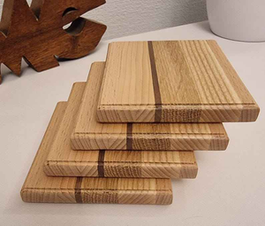 Posavasos Cuadrados de Madera Ecológicos de 2 Colores, Naturales, Contemporáneos, Aislantes, Personalizables, de Nogal, Bambú, Haya, en Blanco - Product Image 3