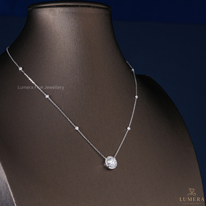 Collier pendentif halo de luxe avec diamant rond et chaîne à maillons ornée de diamants certifiés IGI, bijoux en diamant de laboratoire pour votre femme - Product Image 5