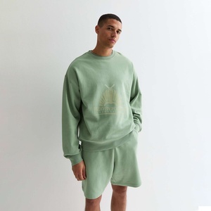 Ensemble pull-over oversize à manches longues pour homme, sweat-shirt et short à col rond avec logo personnalisé, tenues 2 pièces pour homme - Product Image 2