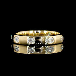Anillo de Oro Amarillo de 18K con Diamante Creado en Laboratorio con Certificación IGI de 0.5 CT, Corte Pera y Cojín, y Banda de Boda Estilo Gypsy - Product Image 1