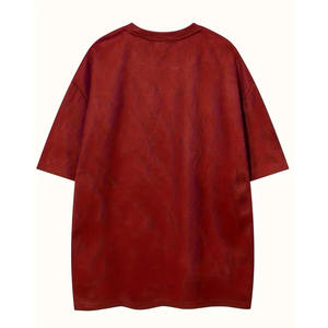 Camiseta de Manga Corta de Algodón Rojo de Alta Calidad al por Mayor para Hombre, Estilo Vintage, Informal, Lavado Ácido - Product Image 2