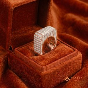 Bague de fiançailles pour homme en argent plaqué or rose avec moissanite, sertie à griffes, style hip-hop, bijoux de mode pour mariage et anniversaire - Product Image 4