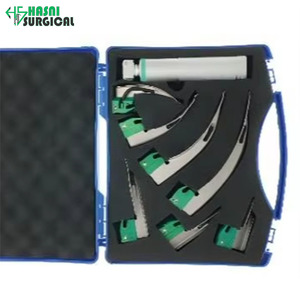 Adult Pediatric Use Disposable Stainless Steel Manual Fiber <b>Optic</b> Laryngoscope ENT Operation Scope Surgical Set - Product Image 4