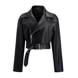 Custom Wholesale Women's Genuine Leather <b>Jacket</b> OEM ODM Real <b>Sheepskin</b> Biker Motorcycle Women <b>Jacket</b> Manufacturer Supplier - Product Image 1