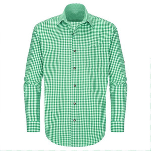 Chemise d'Oktoberfest pour homme, bleu et blanc, manches classiques, col rond, imprimé traditionnel bavarois allemand, 100% coton, 220 grammes, séchage rapide - Product Image 1