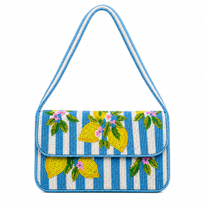 Sac à bandoulière de luxe fait main pour femme, motif feuille tropicale, perles de verre, fermeture boutonnée, design moderne et durable, vente en gros OEM ODM - Product Image 2