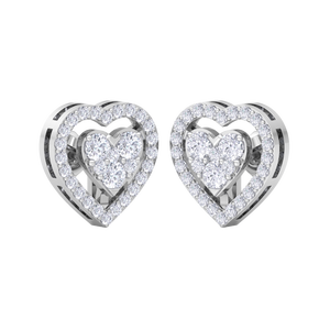 Boucles d'oreilles en or blanc 14 carats avec diamants en forme de cœur pour femmes, bijoux fins élégants et romantiques, cadeau de vente en gros - Product Image 2