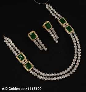 Parure de collier et boucles d'oreilles de mariée en diamant américain de haute qualité, bijoux de mariage en laiton, style ethnique, motif floral pour femme - Product Image 4
