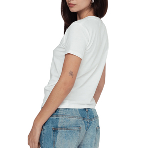 T-shirt blanc pour femme, coupe courte, imprimé grenade, manches courtes, col rond, jersey de coton, coupe décontractée, taille normale - Product Image 2