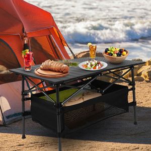 Tavolo da Campeggio Pieghevole Portatile 220 Libbre con Telaio in Alluminio e Base in Acciaio, Montaggio in 30 Secondi Senza Attrezzi, Cestino in Rete Rimovibile - Product Image 6
