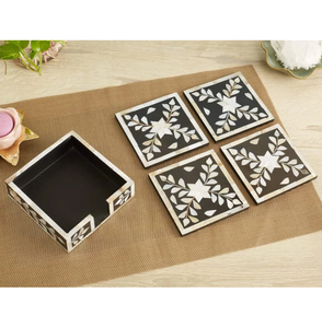 Sous-verre en nacre avec support, motif feuille verte, design moderne, tapis réutilisables pour la décoration de table, sous-verre en nacre - Product Image 4