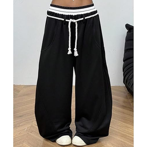 Pantalon de survêtement décontracté pour homme, nouvelle mode, coupe ample, à trois bandes latérales, jambe large, taille élastique avec cordon de serrage, patchwork coloré - Product Image 3